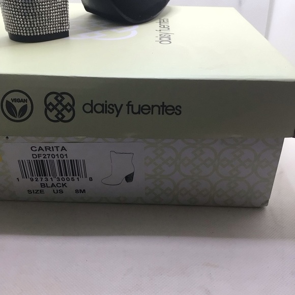 Daisy Fuentes Womens Carita Black Rhinestone High Heel Ankle Boots Size 8 - Picture 12 of 14